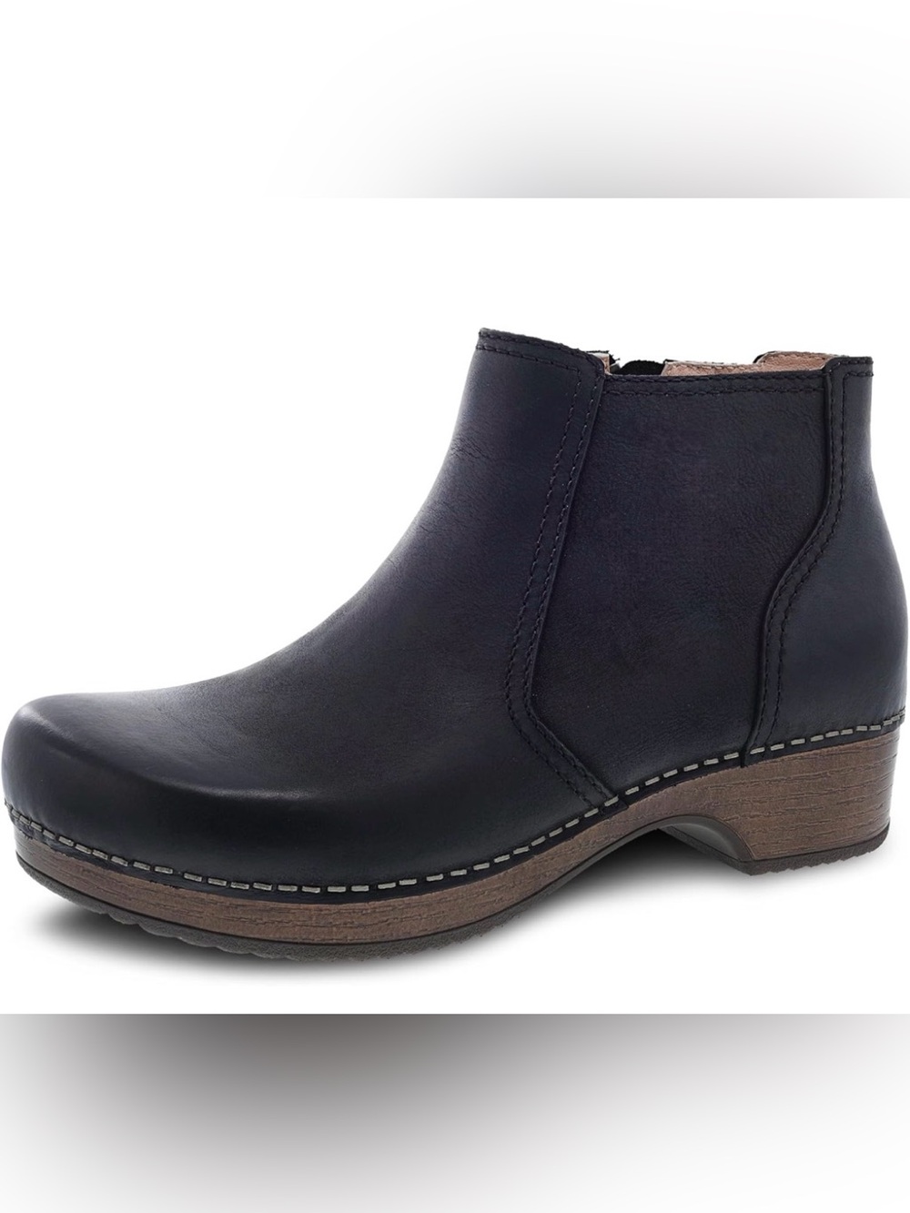 Dansko Barbara Black Nubuck Leather Ankle Booties EU 36 Side Zip Comfort Clogs